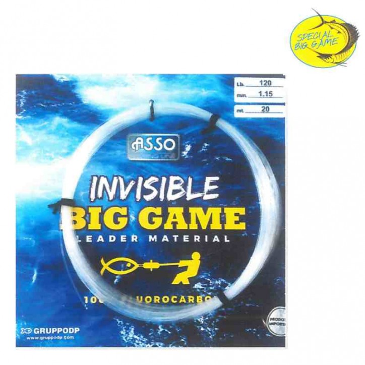 ASSO. Fluorocarbone INVISIBLE BIG GAME en Bobine de 20 Mètres en 100 Centièmes *** En Promotion ***